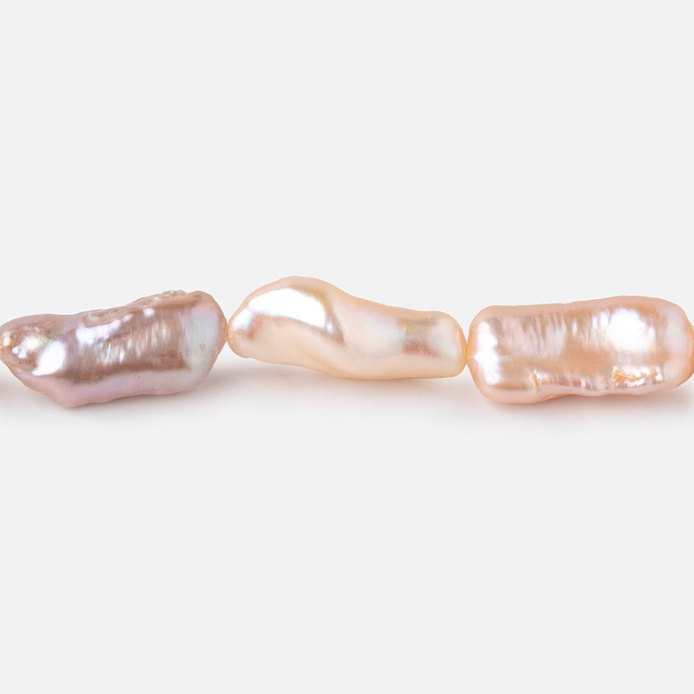 11-18mm Peach Straight Drill Biwa Freshwater Pearls 16 inch 27 Beads