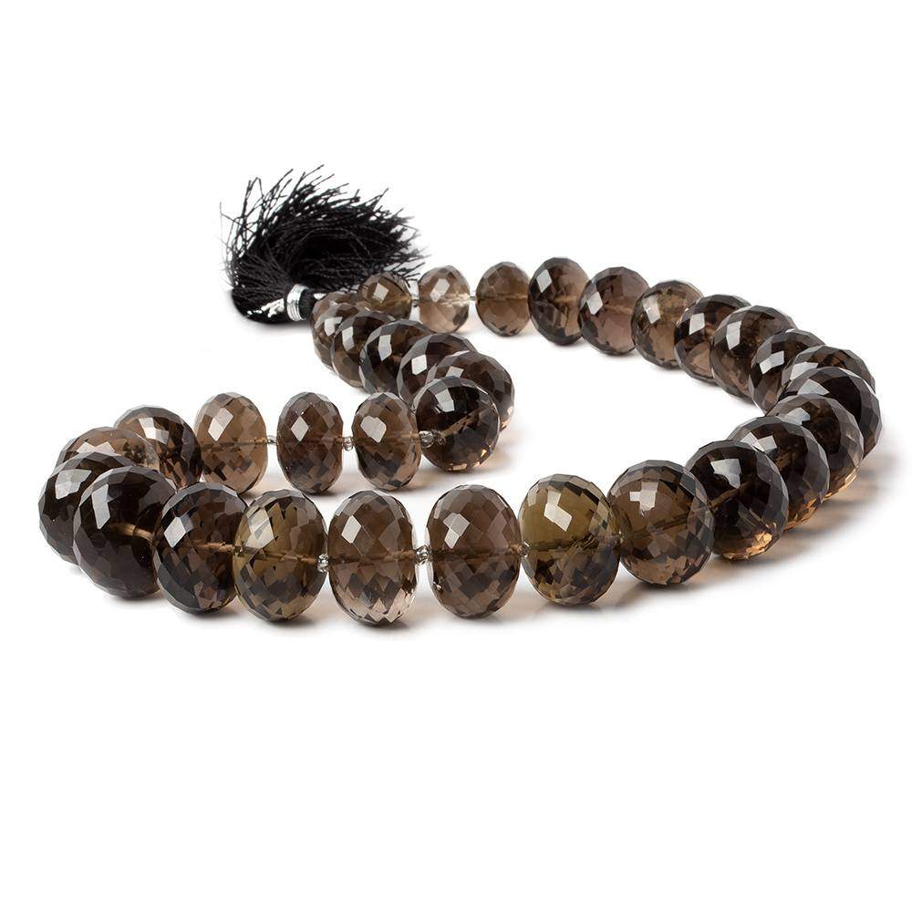11-19mm Smoky Quartz Faceted Rondelle Beads 16 inch 34 pieces