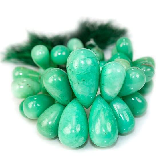 11-24mm Chrysoprase Plain Tear Drop Beads 5.5 inch 38 pieces