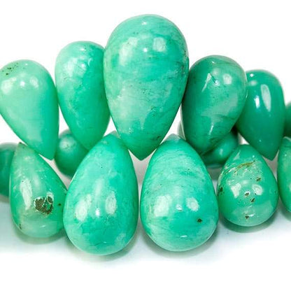 11-24mm Chrysoprase Plain Tear Drop Beads 5.5 inch 38 pieces