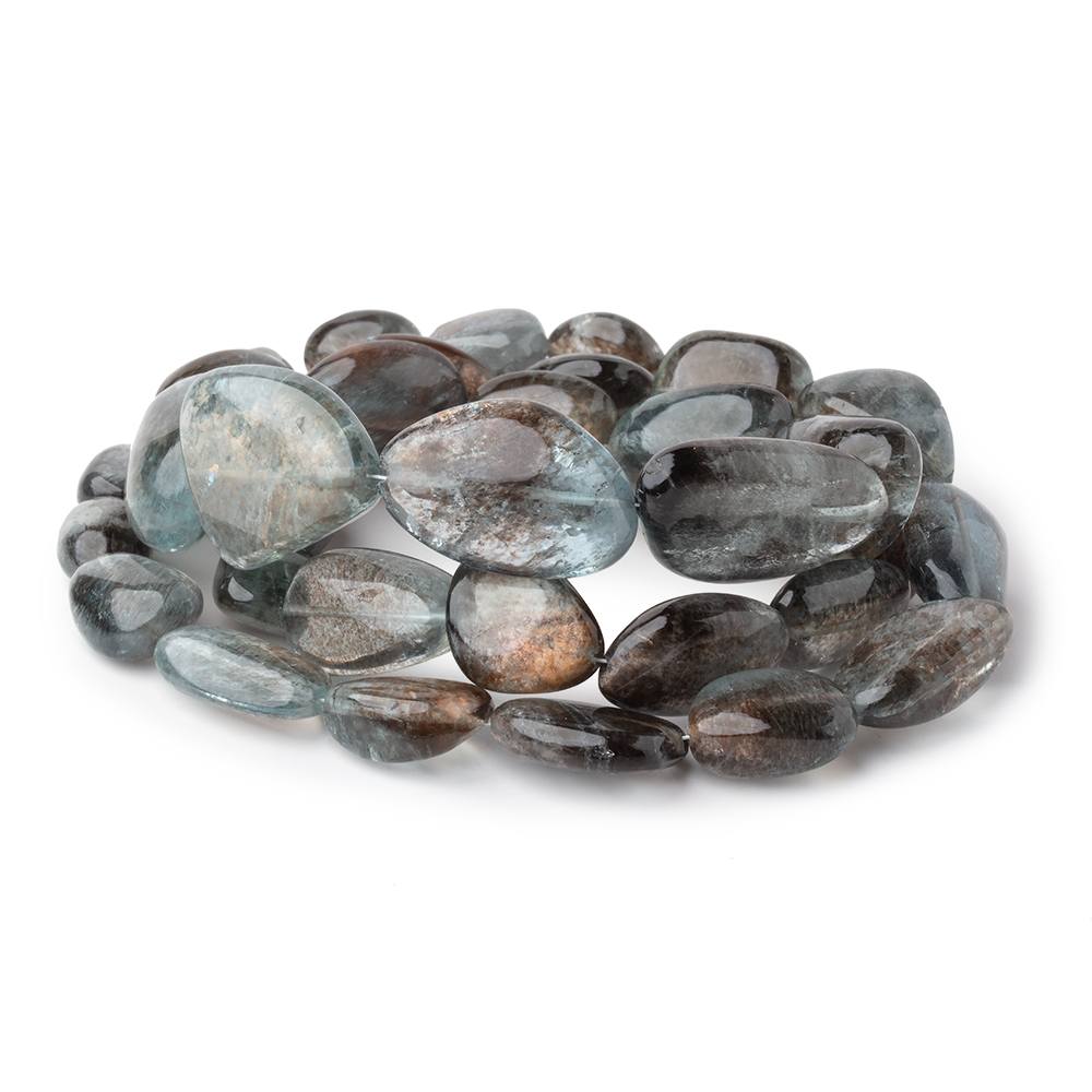 11-24mm Copper Moss Aquamarine Plain Nugget 23 inch 36 Beads AAA