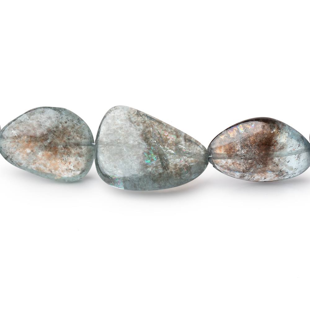 11-24mm Copper Moss Aquamarine Plain Nugget 23 inch 36 Beads AAA