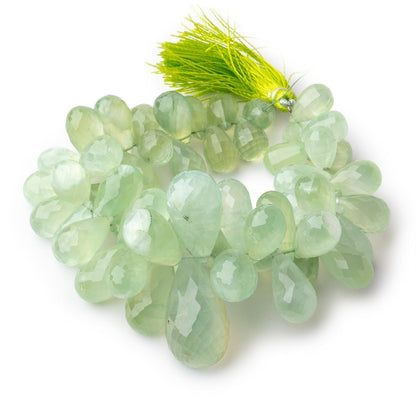 11-29mm Prehnite Beads Tear Drop Briolette 8 inch 57 pieces