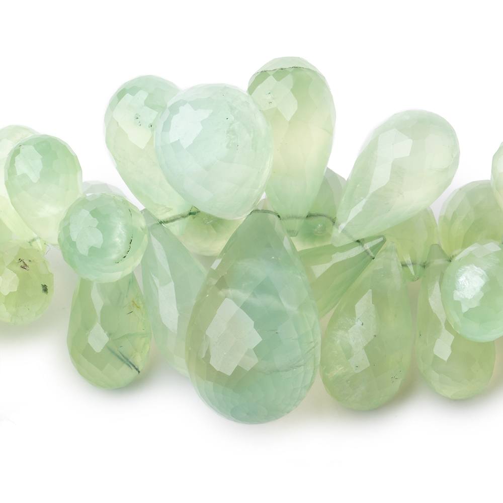 11-29mm Prehnite Beads Tear Drop Briolette 8 inch 57 pieces