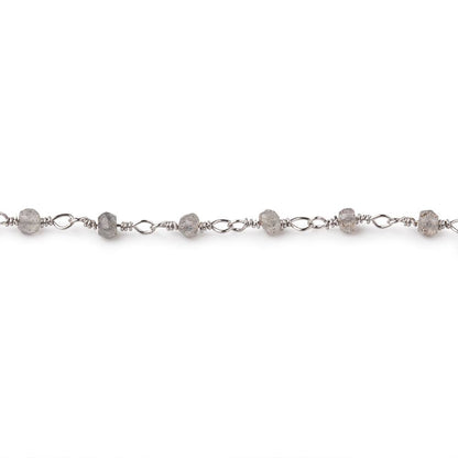 3mm Labradorite faceted rondelle Silver Plated Chain