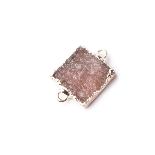 16.5x16.5mm Silver Leafed Square Drusy Focal Connector 1 piece