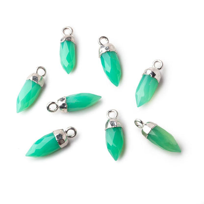 16x5mm Silver Leafed Mint Green Onyx Spike Pendant 1 piece