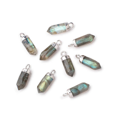 16x5mm Silver Leafed Labradorite Spike Pendant 1 piece