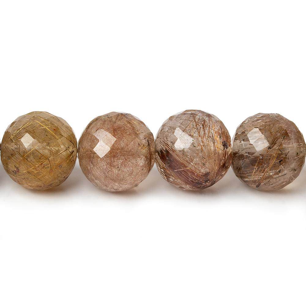 11.5-12mm Golden Rutilated Quartz Faceted Round Beads 16 inch 33 pieces