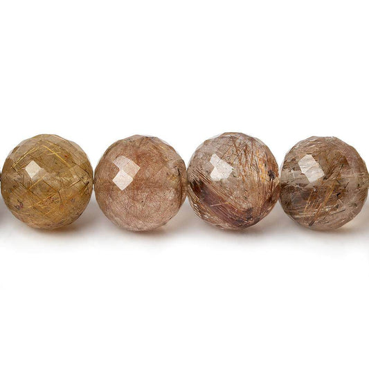 11.5-12mm Golden Rutilated Quartz Faceted Round Beads 16 inch 33 pieces