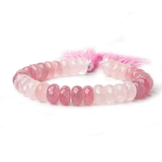 13mm Shaded Rose Quartz faceted rondelle beads 8.5 inch 25 pieces AA