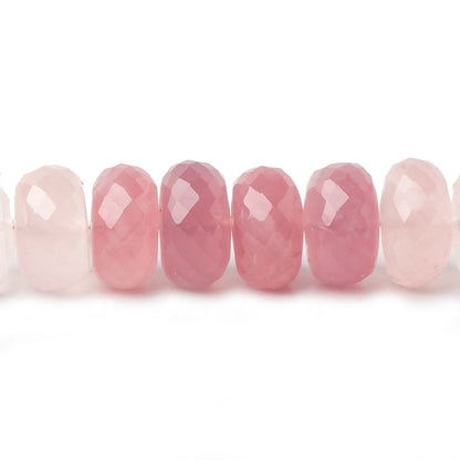 13mm Shaded Rose Quartz faceted rondelle beads 8.5 inch 25 pieces AA
