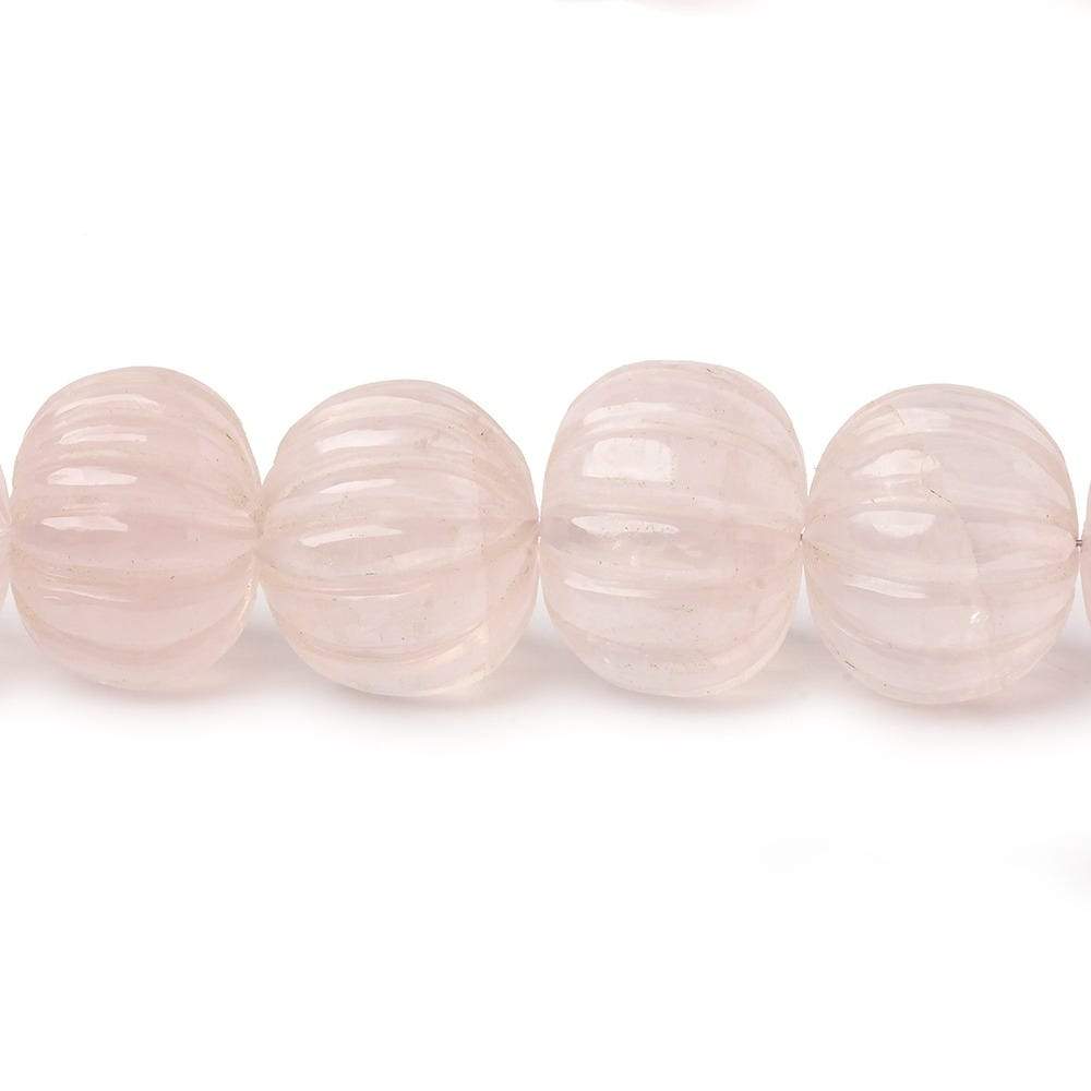 9-14mm Rose Quartz Carved Rondelle Melon Beads 16 inch 46 pieces AA