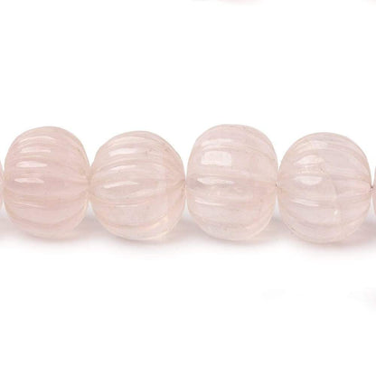 9-14mm Rose Quartz Carved Rondelle Melon Beads 16 inch 46 pieces AA
