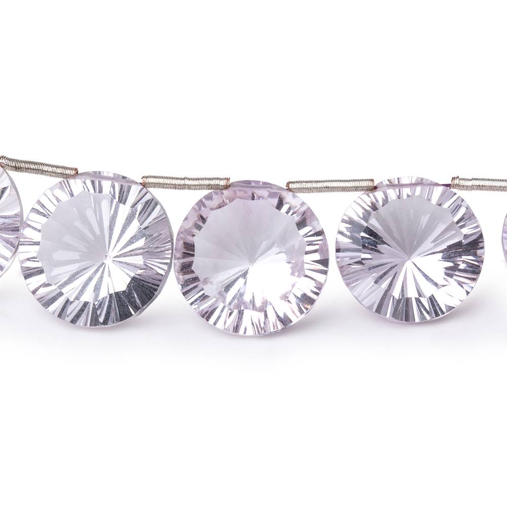 11.5-15mm Pink Amethyst Concave Faceted Coin Beads 5 inch 9 pieces AAA