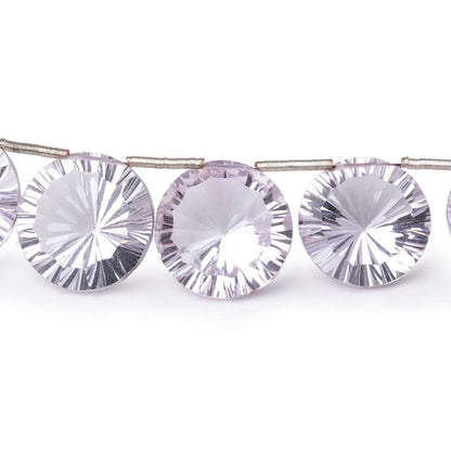 11.5-15mm Pink Amethyst Concave Faceted Coin Beads 5 inch 9 pieces AAA