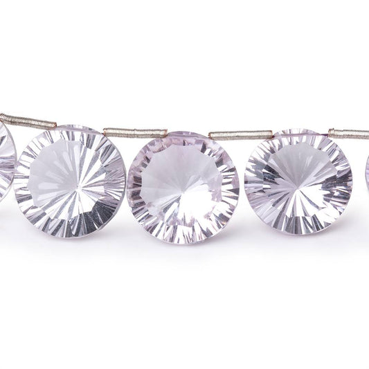 11.5-15mm Pink Amethyst Concave Faceted Coin Beads 5 inch 9 pieces AAA