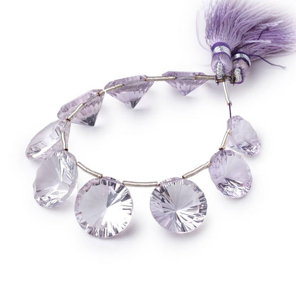 11.5-15mm Pink Amethyst Concave Faceted Coin Beads 5 inch 9 pieces AAA