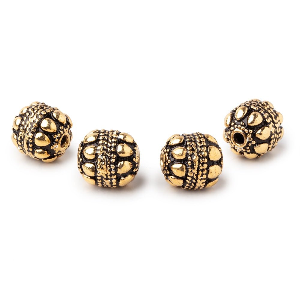 11.5x10mm Antiqued 22kt Plated Copper Oval Set of 4 Beads