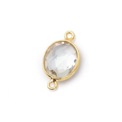 11.5x10mm Vermeil Bezel Prasiolite Faceted Oval Connector 1 piece