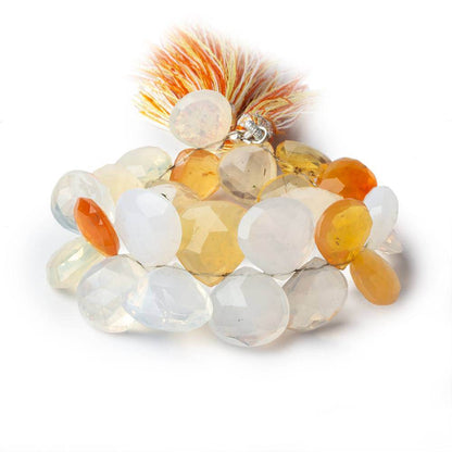 11.5x11.5-14x14mm Mexican Fire Opal heart briolette beads 6 inch 27 pieces