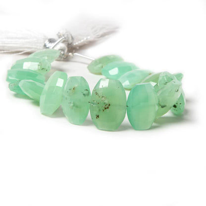 11.5x9.5-12.5x9.5mm Chrysoprase side drilled Faceted Cushions 6 inch 15 Beads