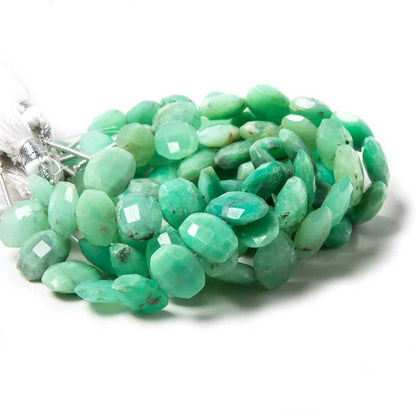 11.5x9.5-12.5x9.5mm Chrysoprase side drilled Faceted Cushions 6 inch 15 Beads