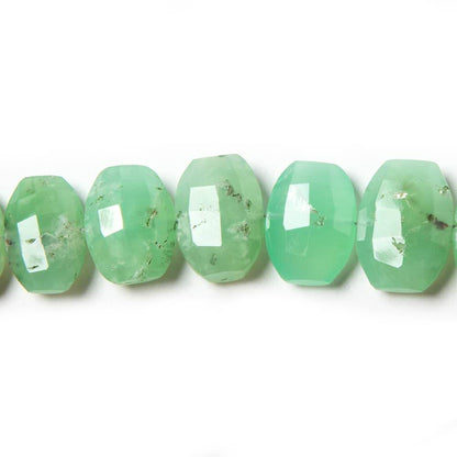 11.5x9.5-12.5x9.5mm Chrysoprase side drilled Faceted Cushions 6 inch 15 Beads