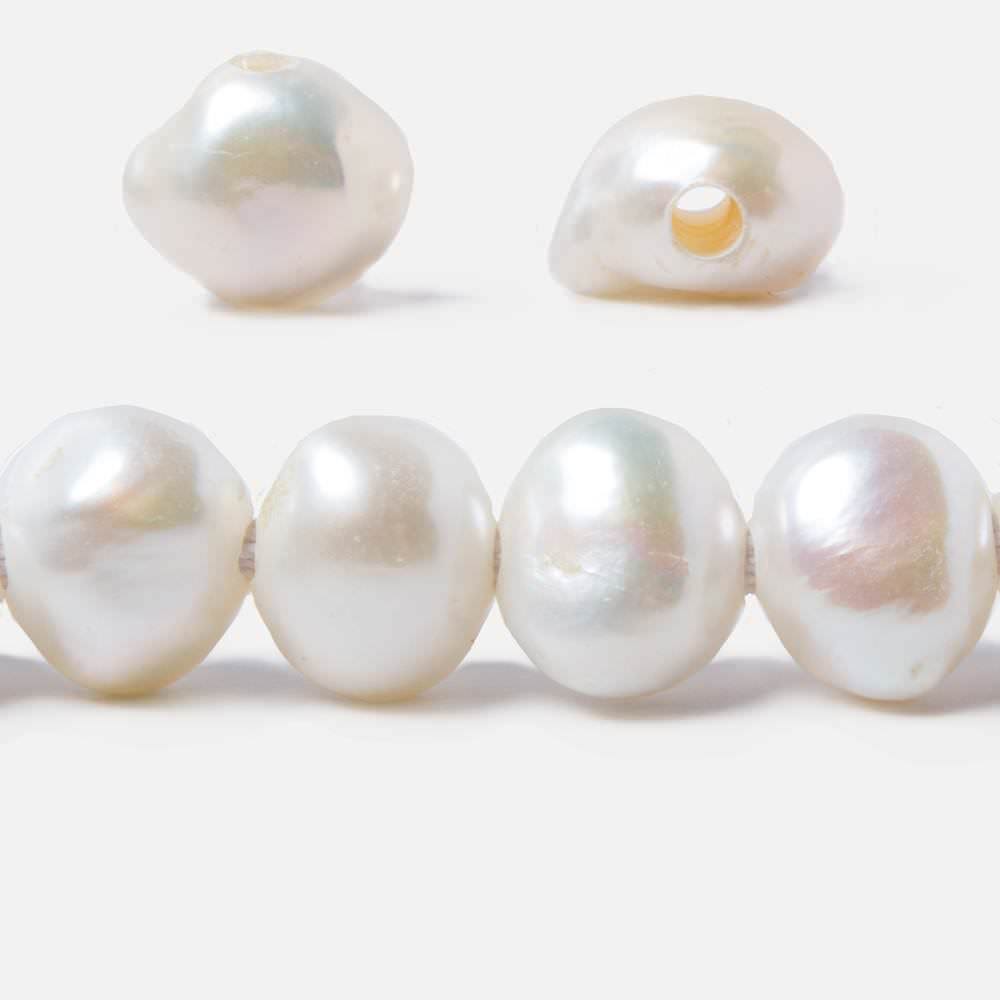 11mm-12.5mm Cream Baroque 2.5mm large hole Pearl 10 pcs