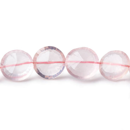 10mm-11mm Rose Quartz brilliant faceted coins 8 inch 20 pieces
