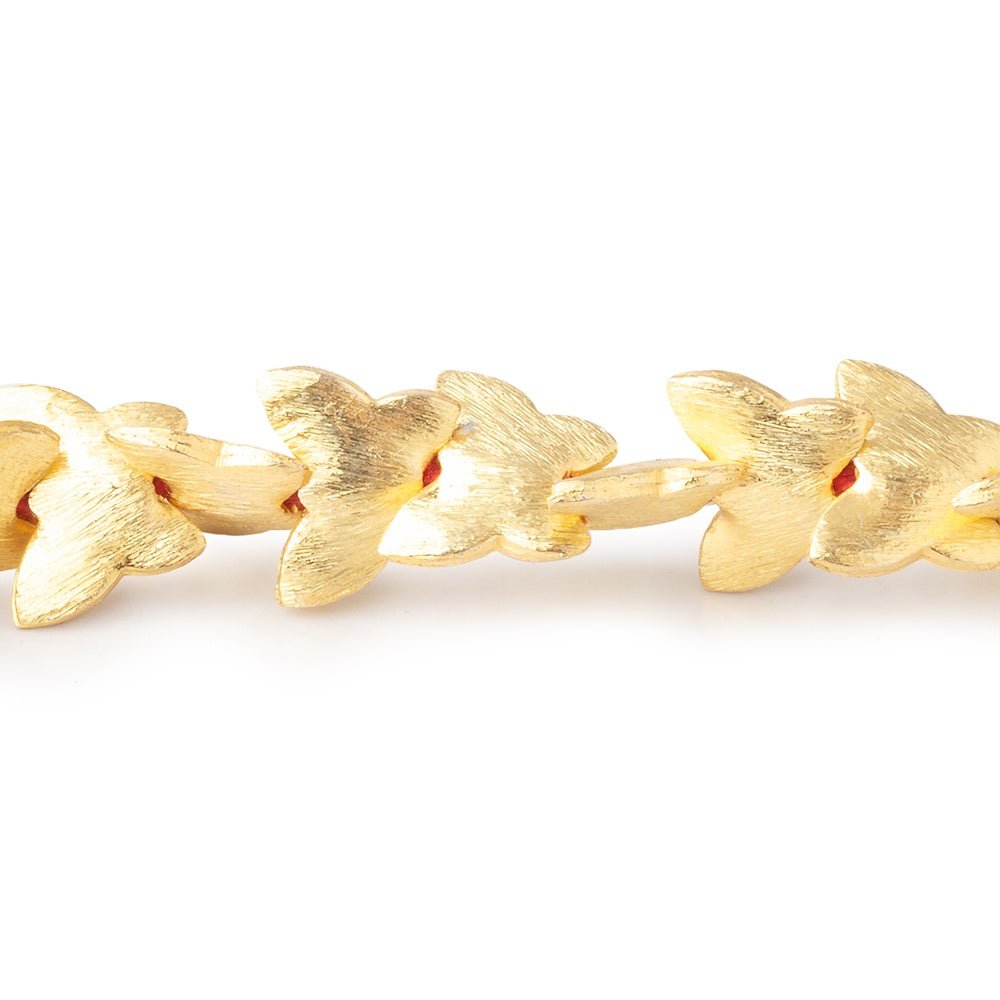 11mm 22kt Plated Copper Brushed Butterfly Bead 8 inch 30 pieces