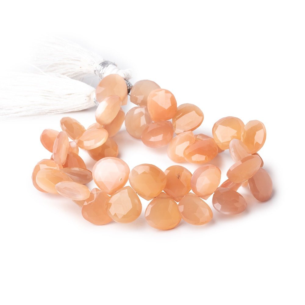 11mm Angel Skin Moonstone Faceted Heart Beads 7.5 inch 40 pieces