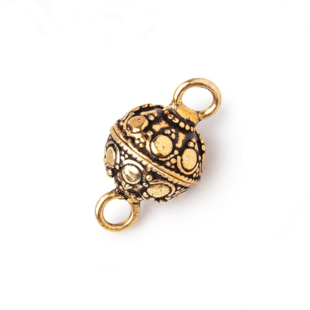 11mm Antiqued 22kt Gold Plated Bali Dot Magnetic Clasp 1 piece
