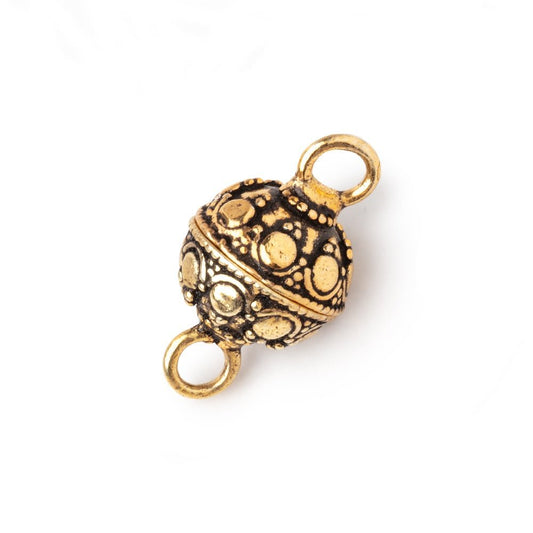 11mm Antiqued 22kt Gold Plated Bali Dot Magnetic Clasp 1 piece