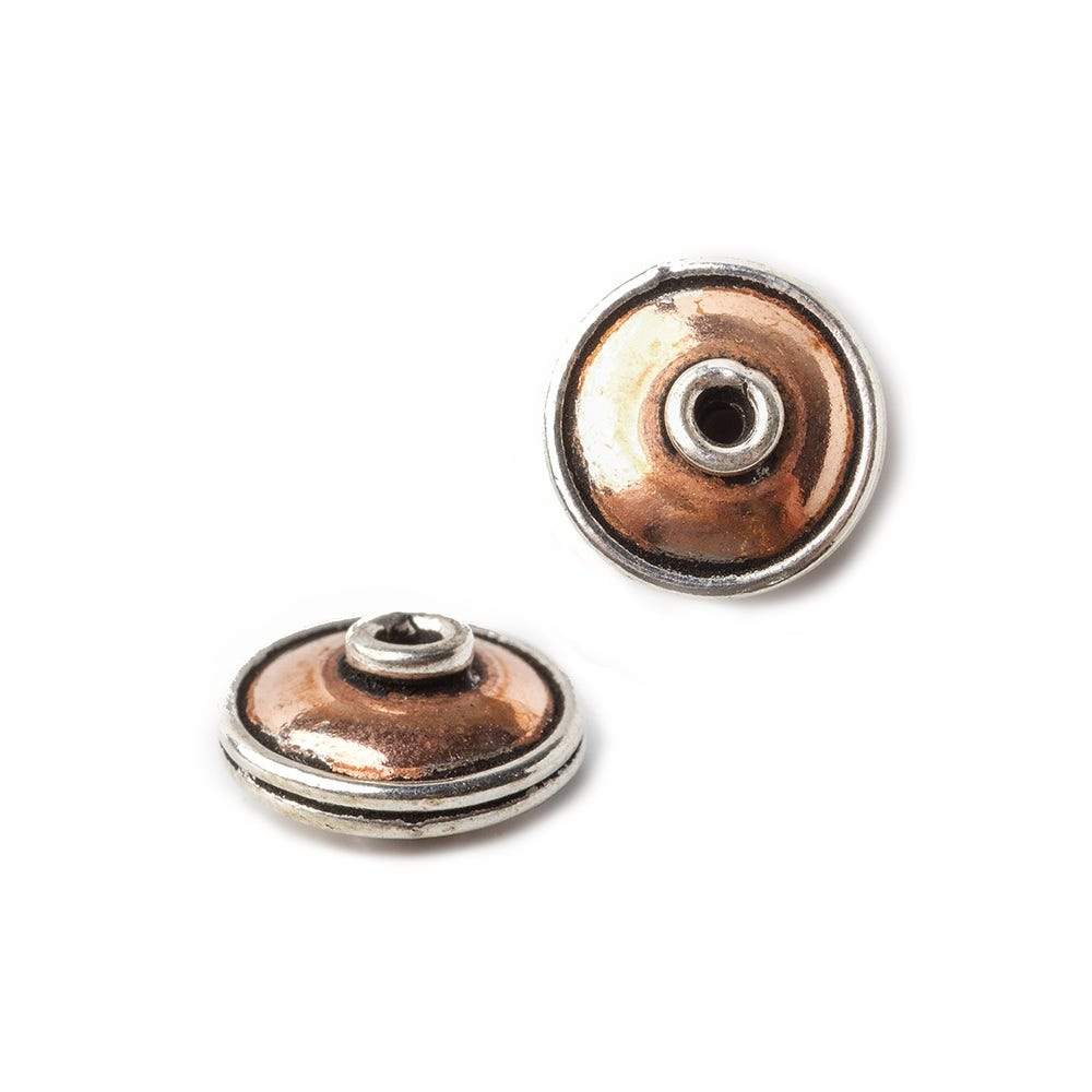 11mm Copper and Sterling Silver Plain Disc 2 beads