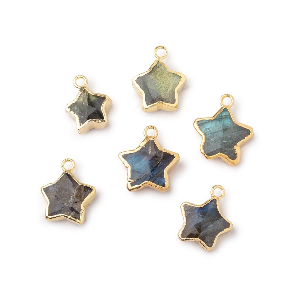12-13mm Gold Leafed Labradorite Faceted Star Focal Pendant 1 piece