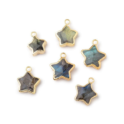 12-13mm Gold Leafed Labradorite Faceted Star Focal Pendant 1 piece