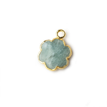 11mm Gold Leafed Milky Aquamarine Faceted Quatrafoil Focal Bead Pendant sold as 1 piece