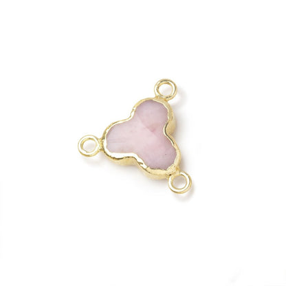 11mm Gold Leafed Pink Peruvian Opal Faceted Trefoil 3 Ring Connector 1 piece