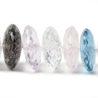 11mm Multi-gemstone German Faceted Rondelle Beads 16 inch 77 pcs AA Grade