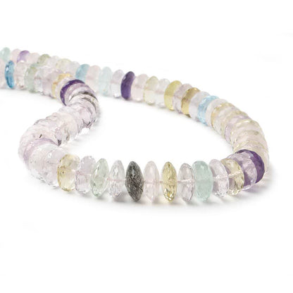 11mm Multi-gemstone German Faceted Rondelle Beads 16 inch 77 pcs AA Grade