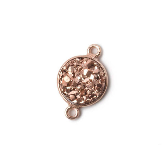 11mm Rose Gold Bezel Metallic Rose Drusy Coin Connector 1 piece