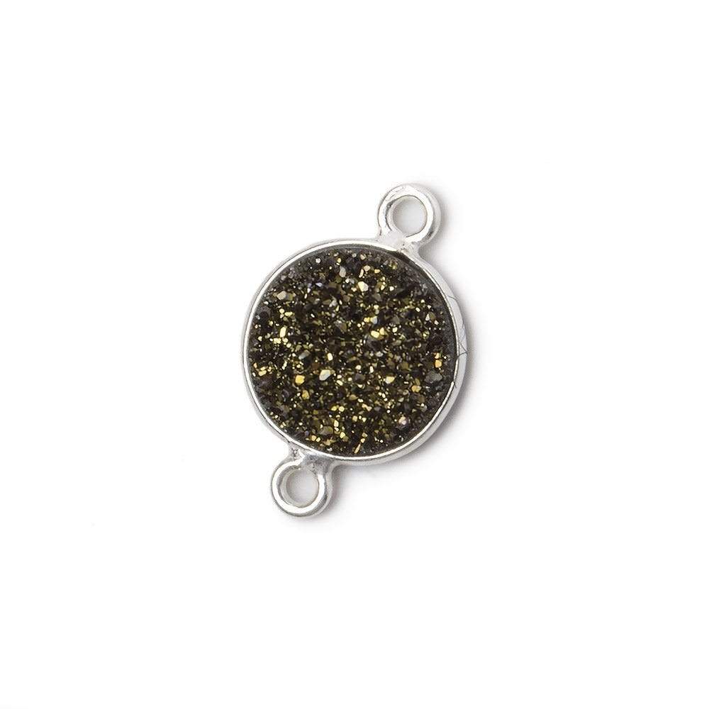 11mm Silver .925 Bezel Metallic Bronze Drusy Coin Connector 1 piece