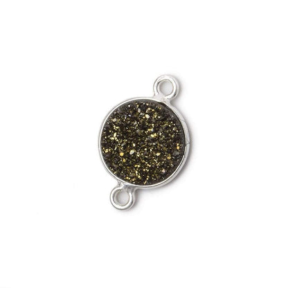 11mm Silver .925 Bezel Metallic Bronze Drusy Coin Connector 1 piece