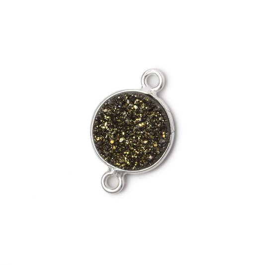 11mm Silver .925 Bezel Metallic Bronze Drusy Coin Connector 1 piece