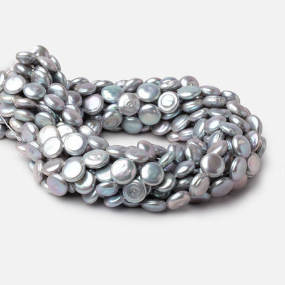 11mm Silver Coin Freshwater Pearl Beads 15 inch 34 pieces