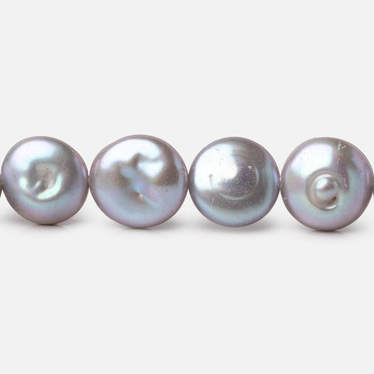 11mm Silver Coin Freshwater Pearl Beads 15 inch 34 pieces
