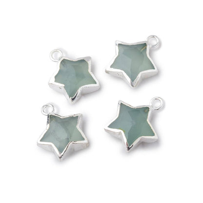 11mm Silver Leafed Seafoam Chalcedony Faceted Star Focal Pendant 1 piece