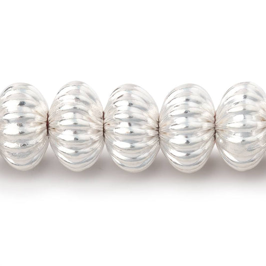 11mm Silver Plated Corrugated Disc Beads 8 inch 28 pieces