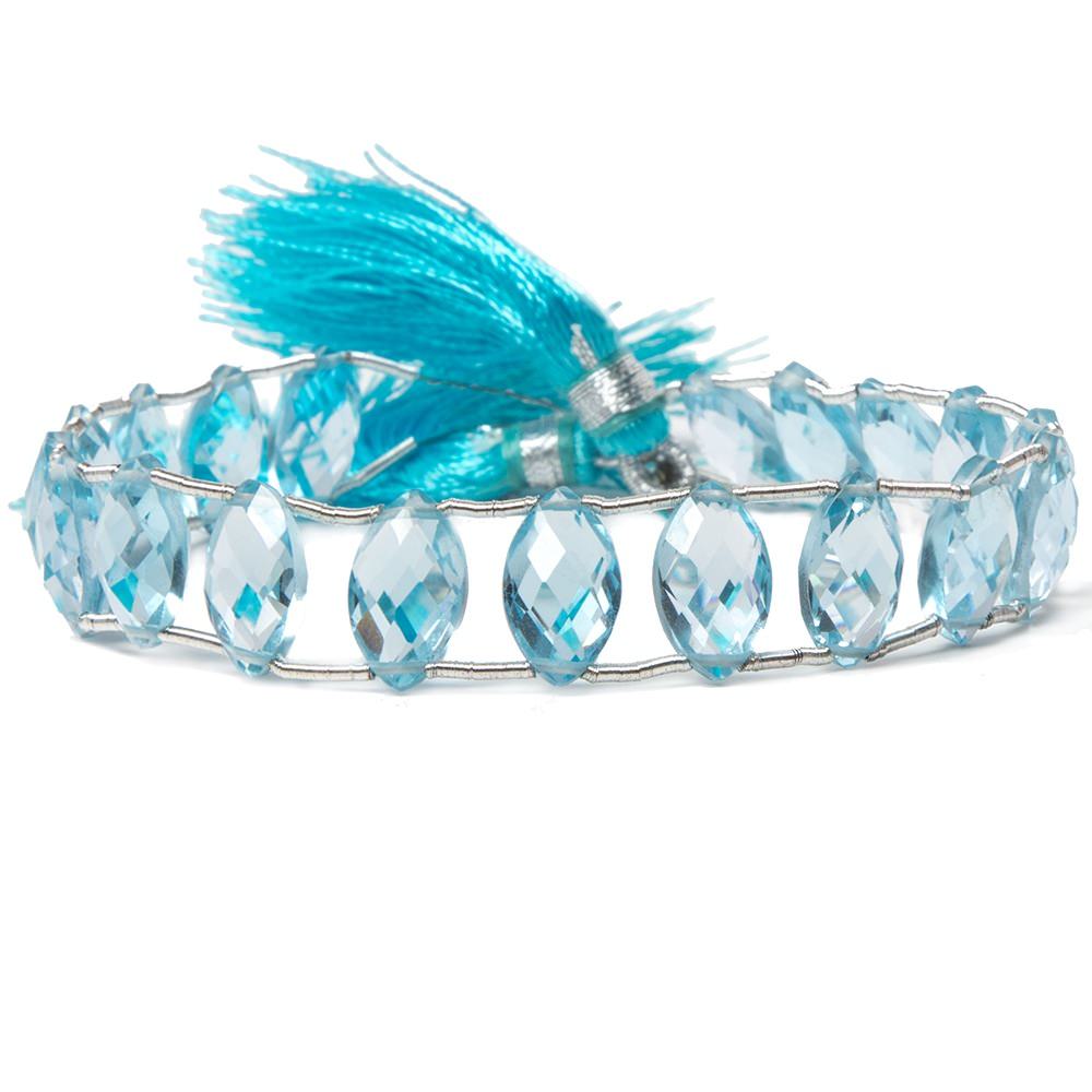 11mm Sky Blue Topaz Beads Faceted Marquise, Double Drilled 8 inch 19 pieces